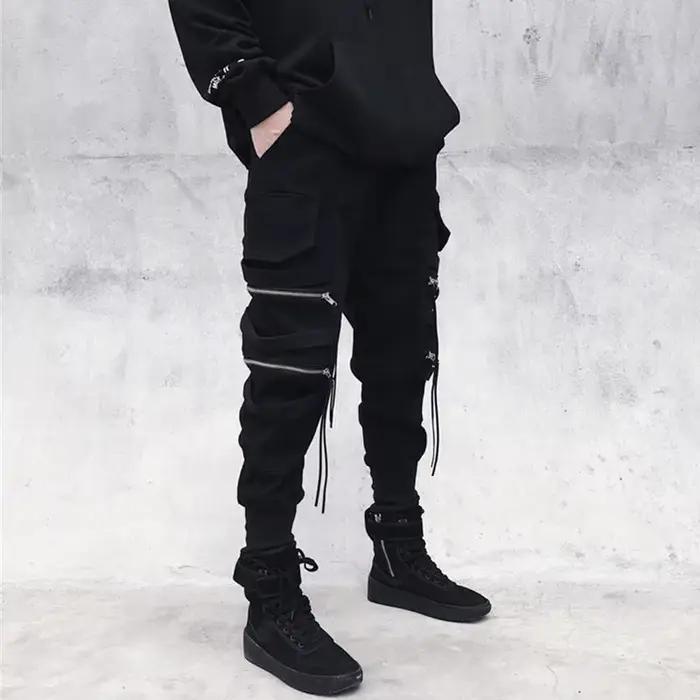 Pantalons de Jogging hommes Streetwear Techwear Hip Hop Cargo pantalon Harajuku noir mode décontract