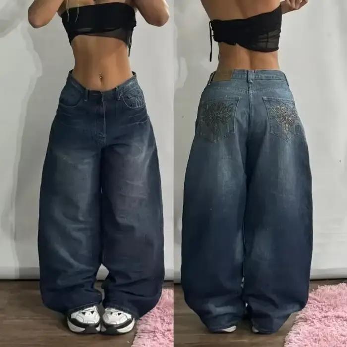 2025 nouvelles femmes jean Vintage victoire déesse tête Portrait broderie Denim pantalon Hip Hop Str