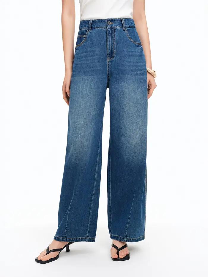 DUSHU 2026 – Jean en denim mélangé chanvre coupe décontractée pour femme, style Y2K vintage et stree