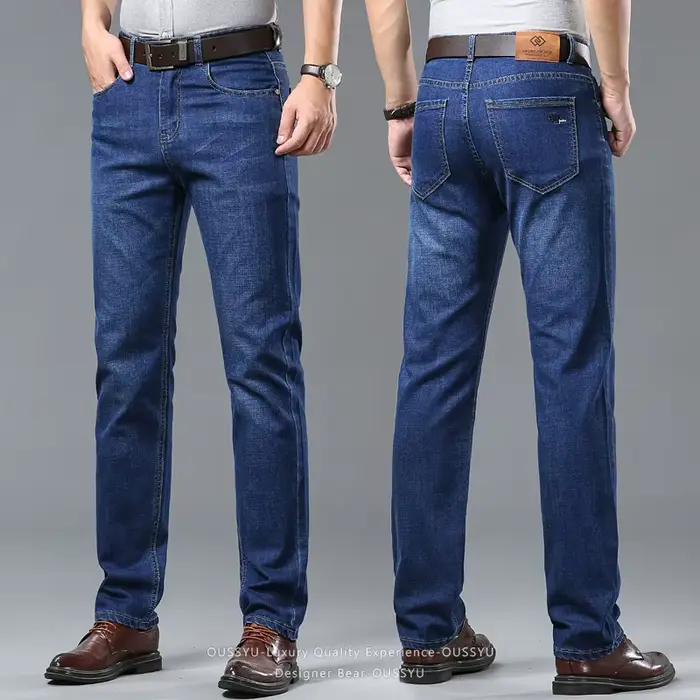 Jean Homme 2026 Coupe Droite en Coton Denim Élastique, Style Business et Streetwear, Fête des Pères,