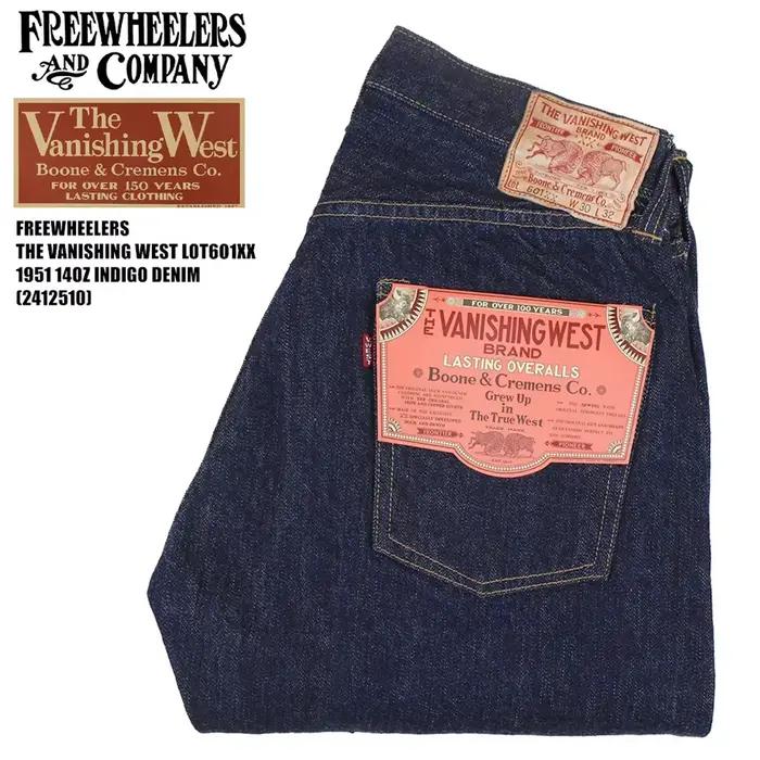 FREEWHEELERS 601XX 1951 cinq sacs de jeans vintage indigo de 14 oz