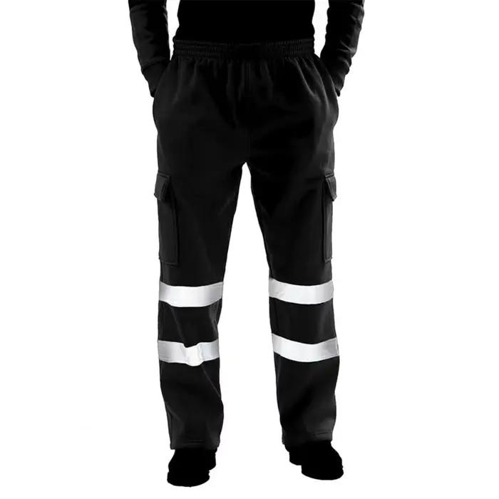 Pantalon de travail grande taille pour hommes, taille élastique, haute visibilité, bandes réfléchiss