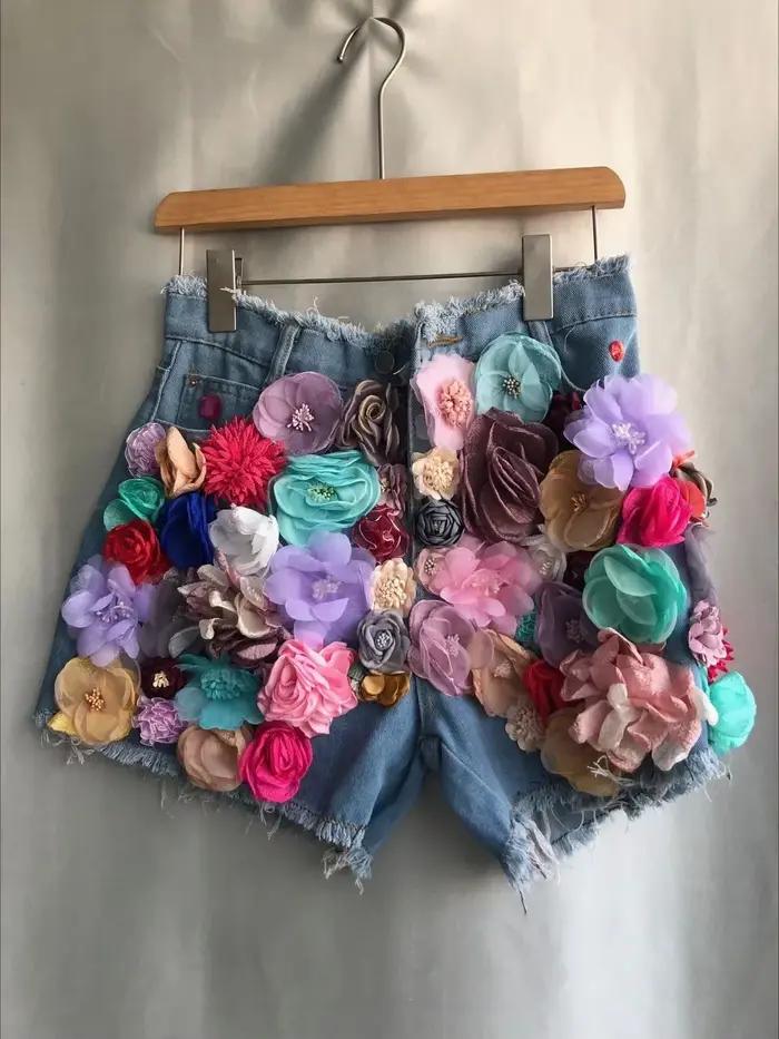 Neploe – pantalon en jean à jambes larges pour Femme, taille haute, couleur unie, perles, stéréo, fl