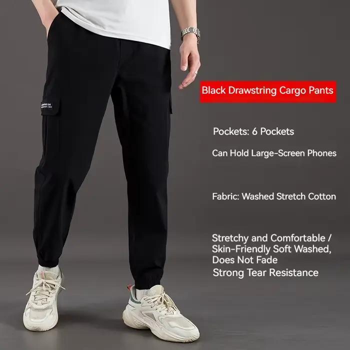 Pantalon cargo homme haute élasticité printemps-été, fin, multipoches, coupe ample, jogger décontrac