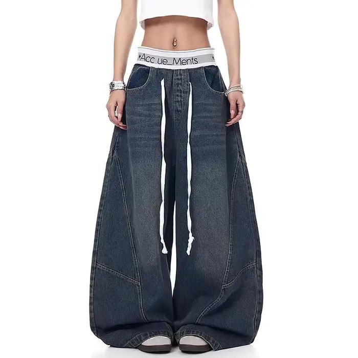 Jean Baggy noir Punk Y2k pour hommes, pantalon en Denim Vintage Harajuku des années 90, Style japona