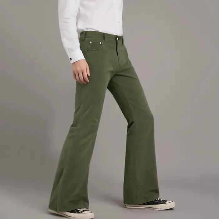 FJChimStreet-Pantalon Évasé en Denim pour Homme, Classique, Simple, Solide, Taille Haute, Mode Décon