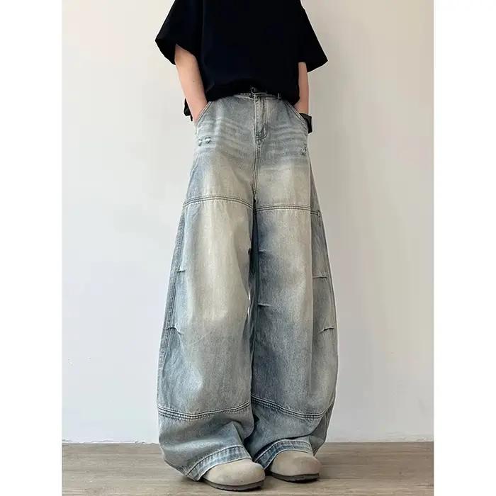 YIBASHU – Jean déchiré bleu gothique Y2K pour femme, pantalon baggy en denim style Harajuku, jean vi