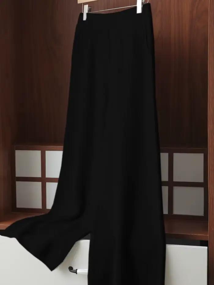 Pantalons à jambes larges pour femmes, pantalons taille haute d'automne et d'hiver, pantalons tricot