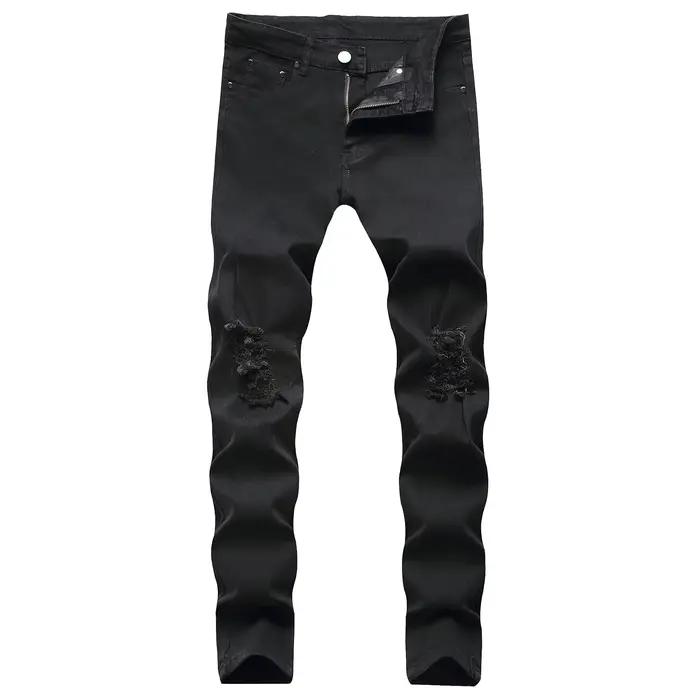 Mode droite pantalon en jean décontracté hommes coupe ajustée Tube droit rétro Hip Hop pantalon rue 