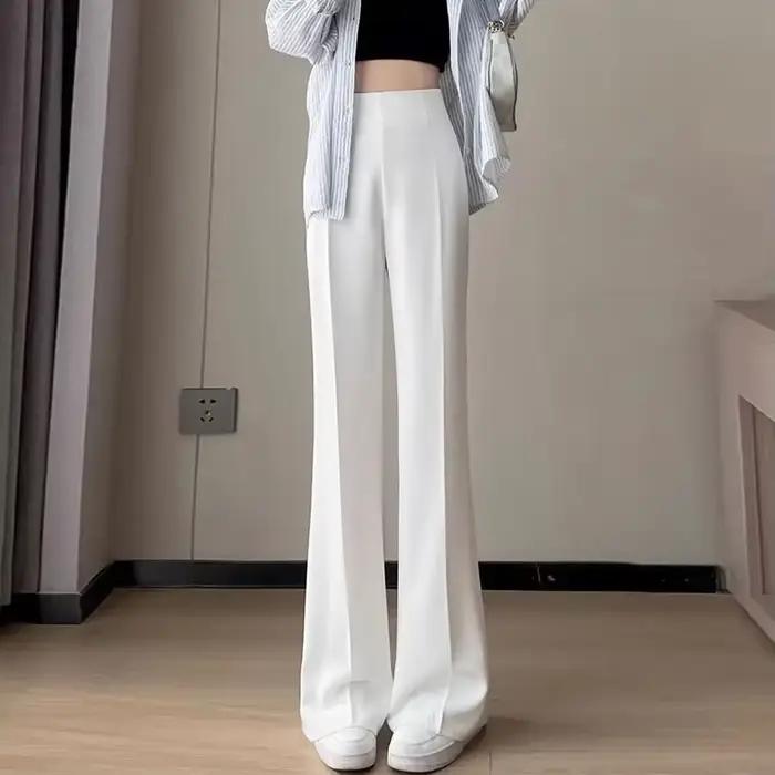 Solide couture taille haute femme pantalon jambe droite travail vêtements amples Baggy bureau pantal