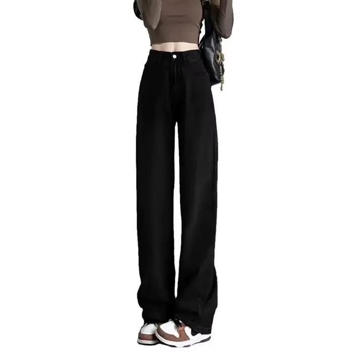 Jean en denim pour femme, style rétro, coupe irrégulière, avec fente, design original, bas évasé, pa