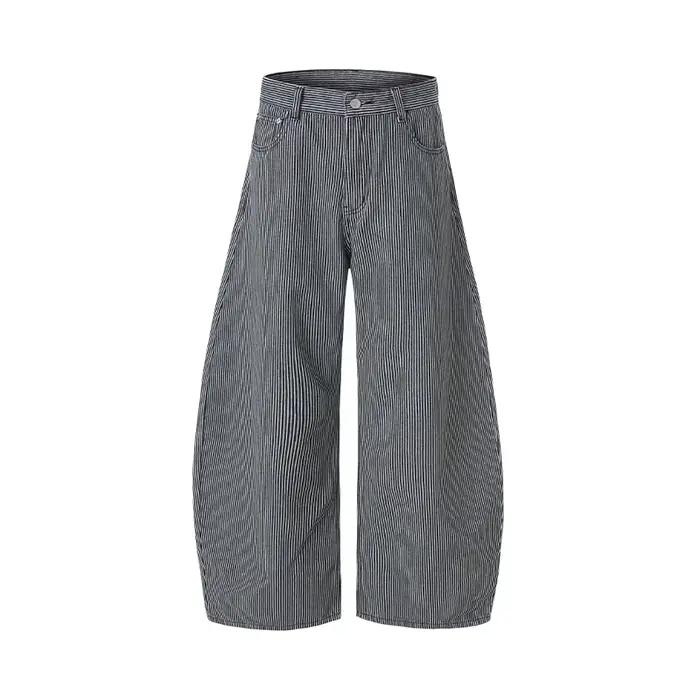 Jean rayé pour hommes, Style collège rétro américain, à la mode, ample, pantalon à jambes larges, ne