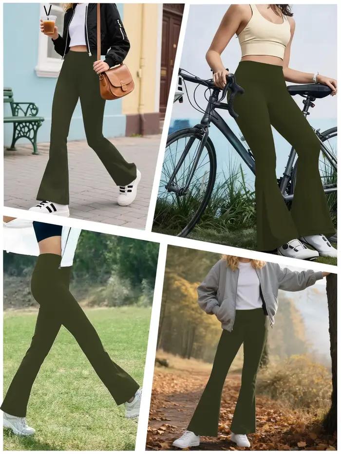 Pantalon évasé super doux pour femme, taille haute, effet ventre plat, legging de yoga et d'entraîne