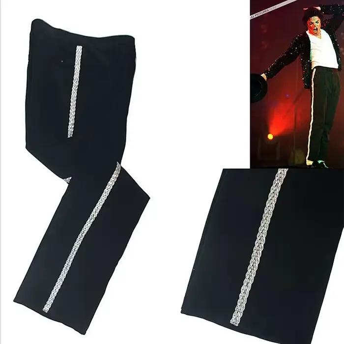 Jean Rinse-Length Pants, Rare MJ Michael Jackson Sliver, Straight, Casual Stripe, Billie Jean, FjFor