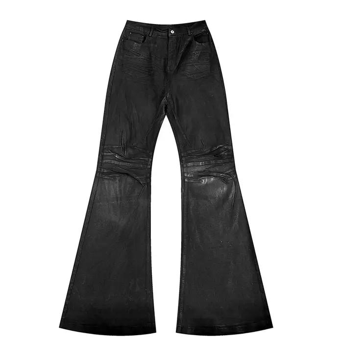 Jean Y2K délavé, style gothique vintage, micro-évasé, taille mi-haute, avec fermeture éclair, pour f
