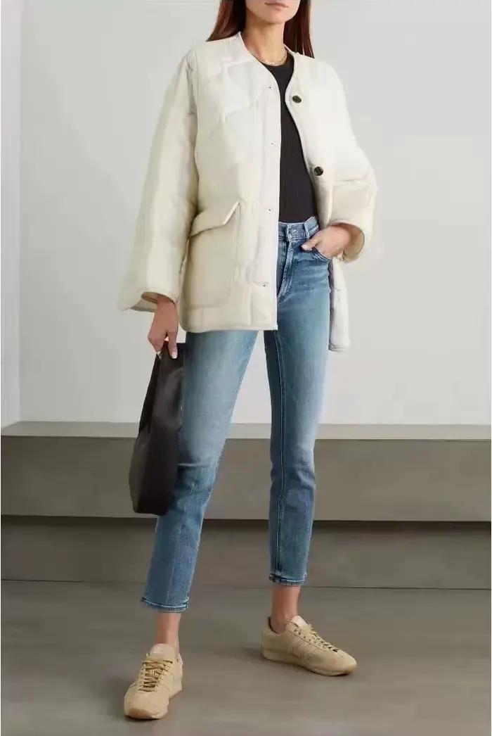 Maxdutti – jean crayon bleu clair minimaliste et nostalgique pour femme, coupe slim, taille haute, c