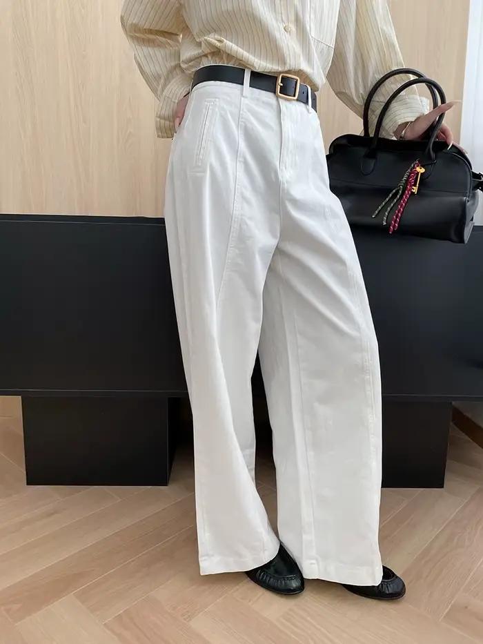 Jean français haut de gamme, coupe debout, segmentation de ligne, taille haute, amincissant, jambe d