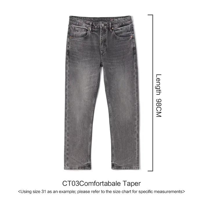 SIMWOOD【CT03/RS04】13.4OZ Jeans délavés aux enzymes pour hommes, pantalon en denim extensible 4 direc