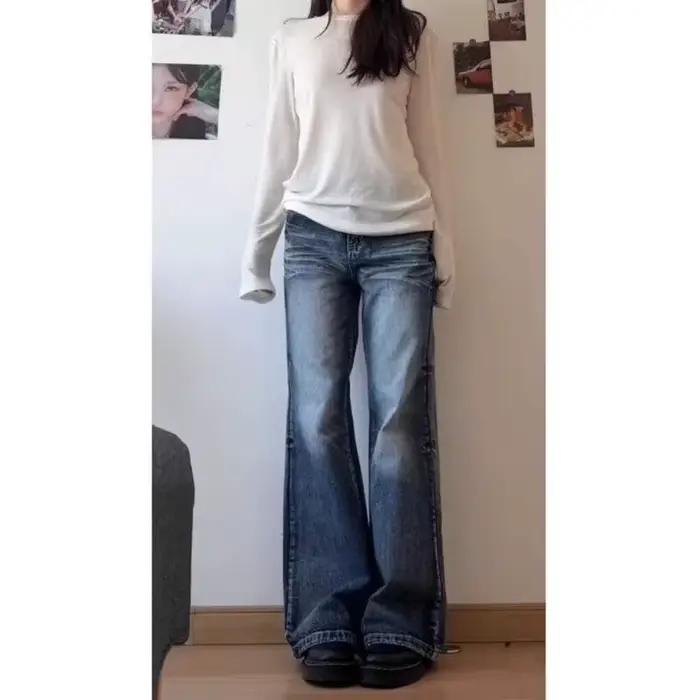 Y2k jean pantalon pour femme Shoujo fille Style femme Denim pantalon taille basse Jean femme printem