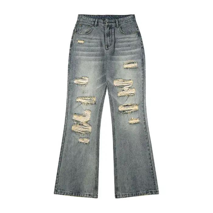 KSTUN jean en détresse hommes déchiré Hiphop moto Denim pantalon évasé pantalon botte coupe hommes p