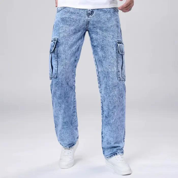Jean ample à jambes droites pour hommes, marque de mode américaine, vêtements de travail décontracté