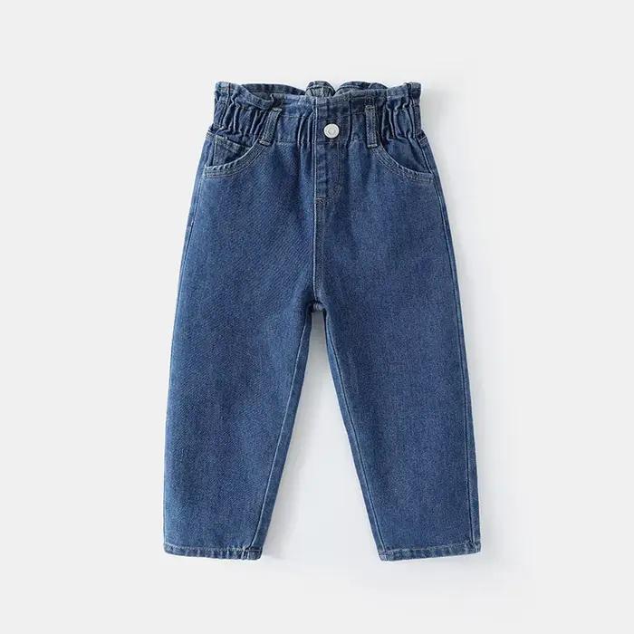 MILANCEL nouveau printemps enfants jean filles mignon couleur unie Denim bleu pantalon enfants panta