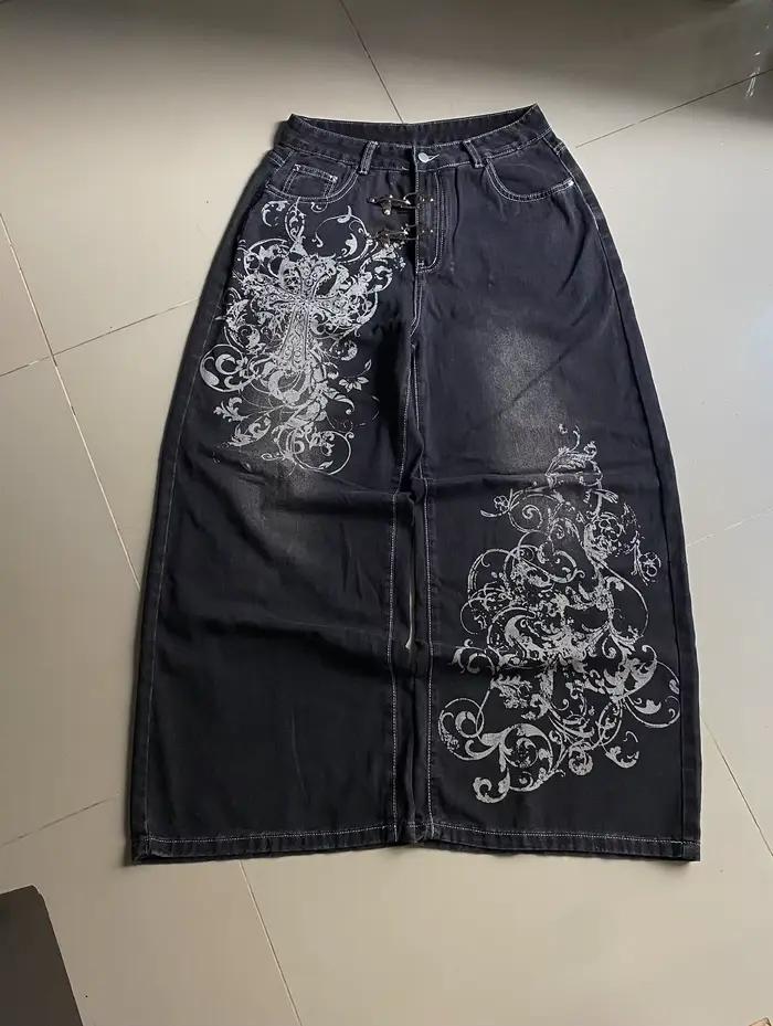 Jean baggy vintage 2026 imprimé, tendance Y2K Harajuku, pour hommes et femmes, style hip-hop décontr