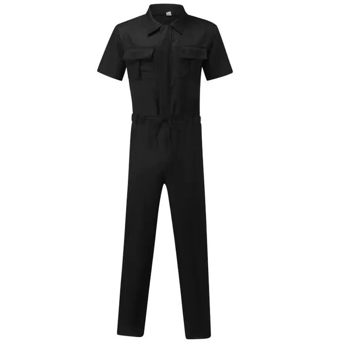 Combinaisons zippées à manches courtes pour hommes, salopettes multi-poches, combinaisons ceinturées