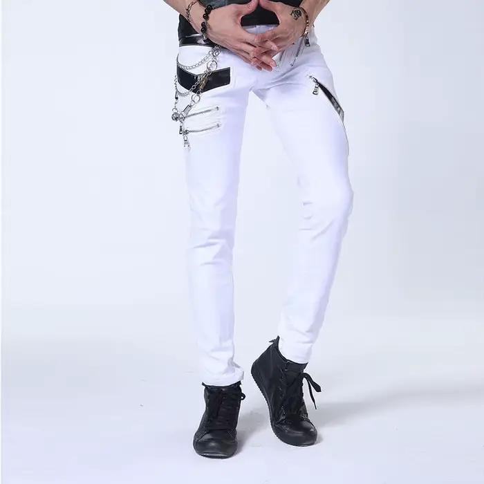 Nouveau jean biker pour homme, style coréen, mode printemps-automne, pantalon slim patchwork, street