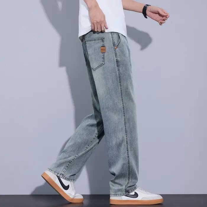 Jean d'été ultra-fin pour homme en Lyocell, doux, respirant, coupe droite ample, style Y2K, décontra