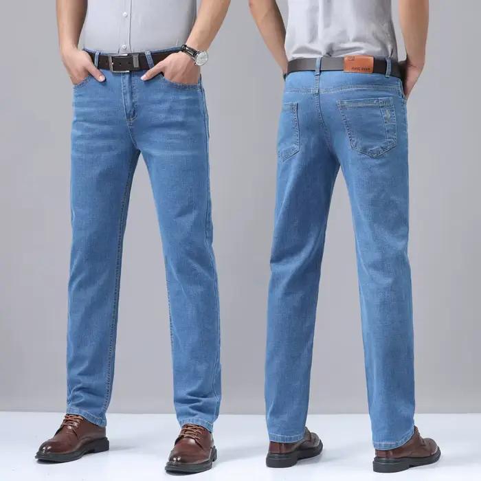 Jean en Denim pour hommes, mince, droit, Business, doux, mode, nouveau pantalon de haute qualité, li