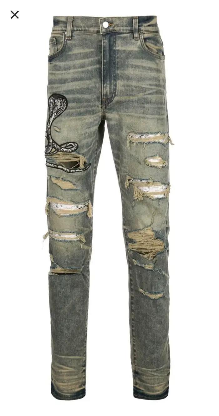 Jean classique brodé en coton pour chimiste, pantalon confortable et décontracté, flambant neuf, col