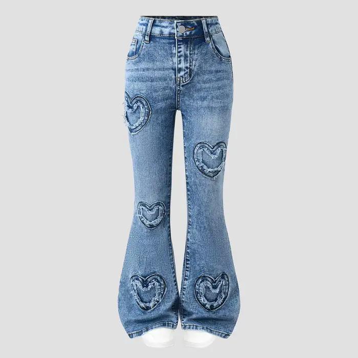 Jeans évasés rétro pour filles des années 70, pantalons à cloche pour adolescentes, pantalons en Den
