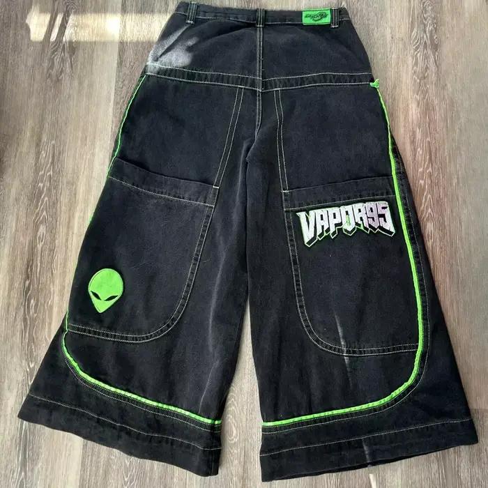 2025 européen et américain automne hiver jeans décontracté jambe large Harajuku motif alien pantalon