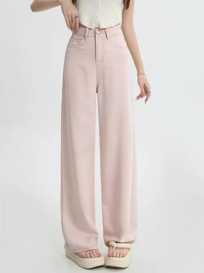 ZHISILAO-Jean à jambes larges en lyocell pour femme, pantalon en denim droit, doux, pleine longueur,
