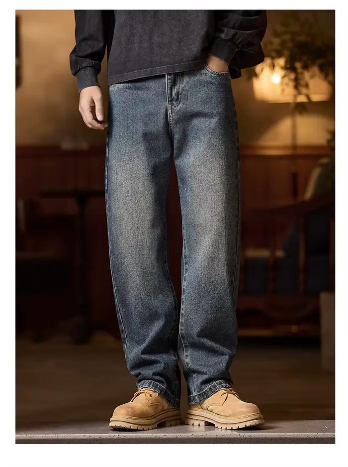 Jean bleu taille élastique pour homme coupe décontractée avec taille élastique avec fermeture éclair