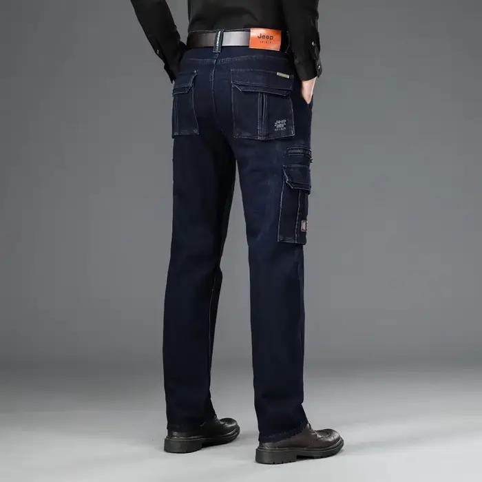 Pantalon cargo en denim multi-poches pour hommes, jean droit décontracté épais, surintendant ser, gr
