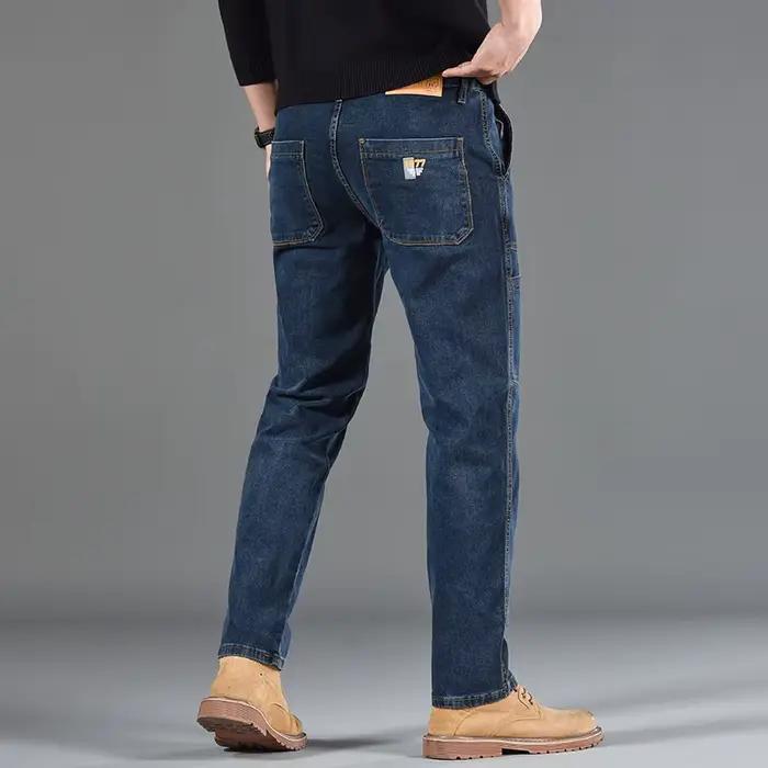 Jean imprimé à Six poches pour hommes, petit Style coupe droite, vêtements décontractés et confortab
