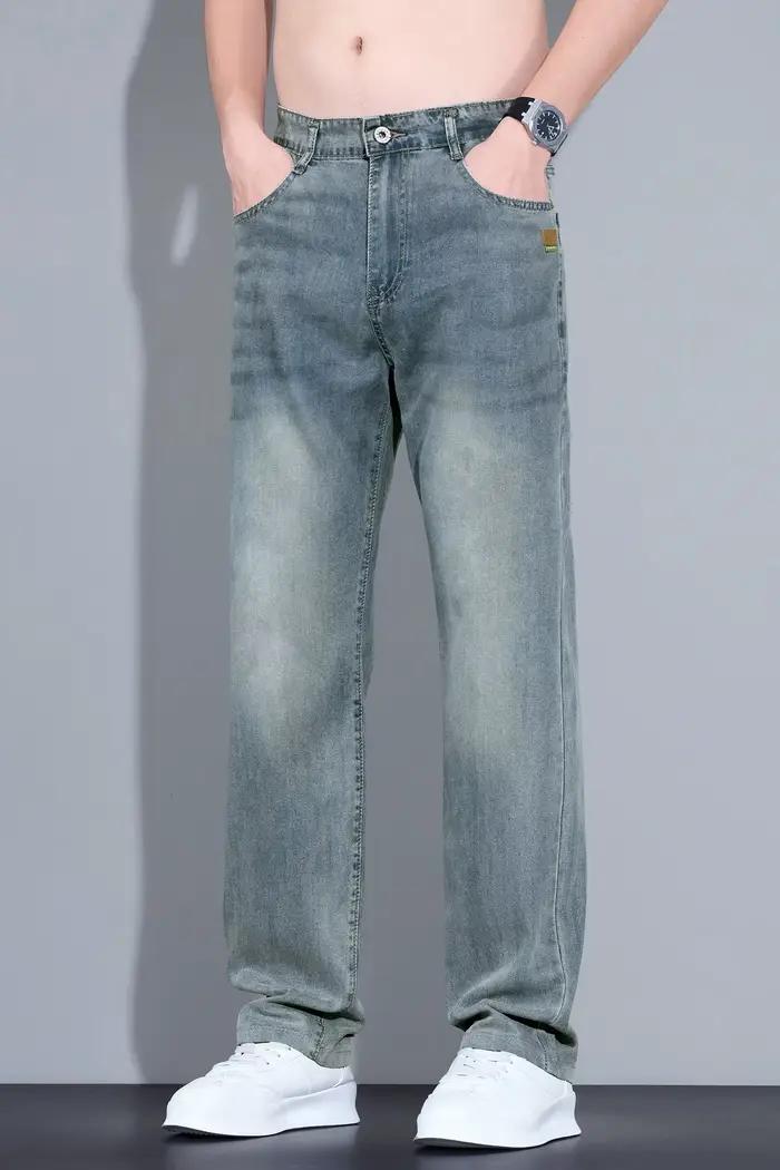 Jean en Lyocell Soie Glacée pour Homme – Pantalon en Denim Ultra-Fin Coréen Tendance, Doux, Fluide e