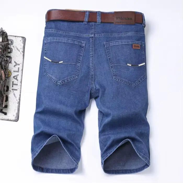 Short en Denim pour hommes, marque tendance, fin, élastique, ample, droit, décontracté, pantalon cen