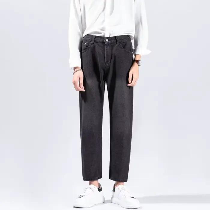Jean rétro bleu pour hommes, coupe slim, pantalon décontracté à jambe droite, style coréen, polyvale