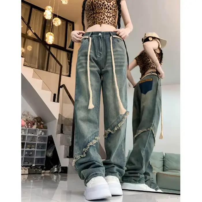 Jean Rétro de Style Coréen pour Femme, Pantalon en Denim Décontracté, à Jambes Droites, Polyvalent, 
