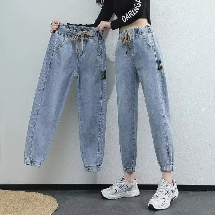 Jeans cargo taille haute pour femmes, pantalons amples amincissants, jambe droite, version coréenne,