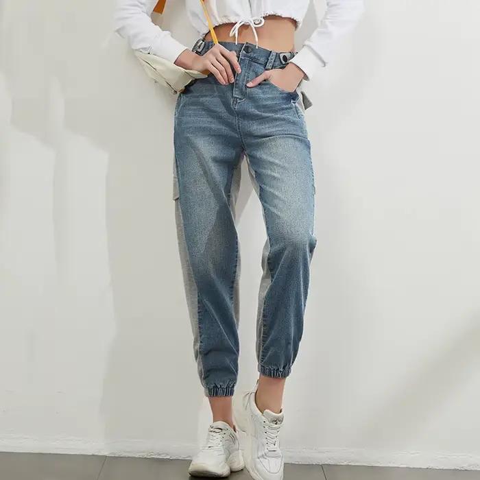 Jean cargo taille haute pour femme, pantalon sarouel, denim baggy surdimensionné, jjjvintage, tendan