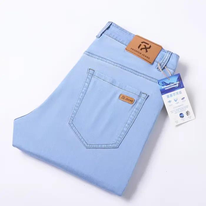 Jean en Lyocell Ultra-Fin Été Élastique Coupe Droite pour Homme – Pantalon en Denim Tendance Coréen 