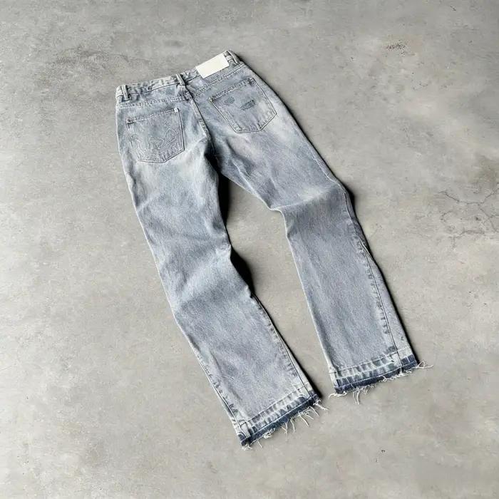 Y2K Vintage Slim Fit jean à la mode lavé hommes femmes Harajuku Hip Hop jambe droite pantalon gothiq