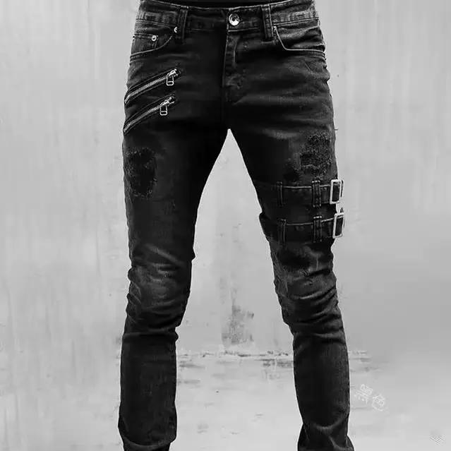 Grande taille jean droit homme pantalon printemps été petit ami jean Streetwear maigre fermetures éc