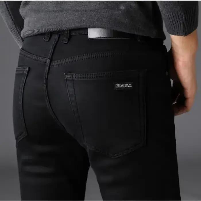 Hommes classique avancé marque de mode Jean Homme Homme doux Stretch noir Biker Masculino Denim pant