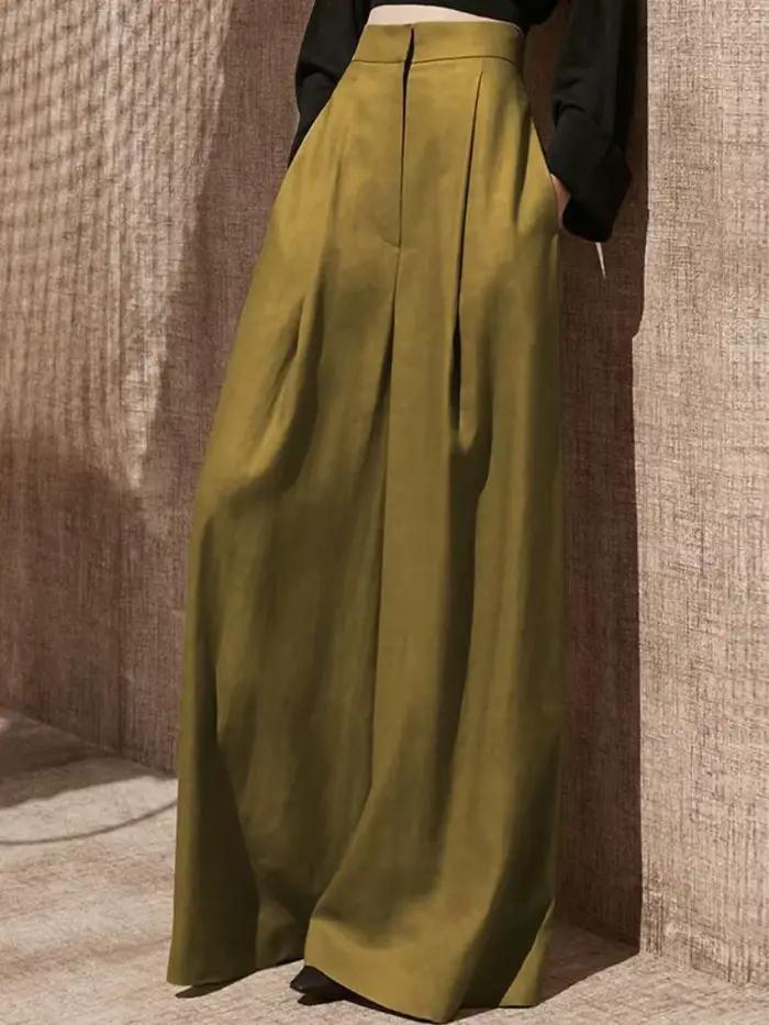 Pantalon à jambes larges pour femmes, pleine longueur, taille haute, baggy décontracté, solide, mini