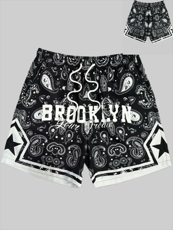 Shorts de basket-ball d'été classiques rétro confortables imprimés, shorts de sport décontractés res